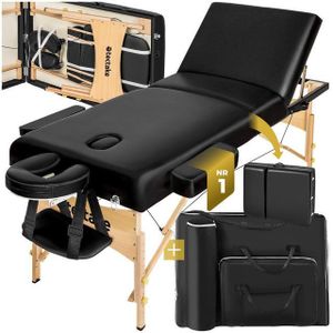 3-zones massagetafel met 10 cm matras en houten frame - zwart