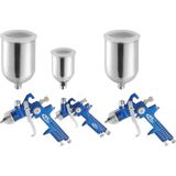 tectake® HVLP-Lackierpistolen-Set, 0,8 / 1,3 / 1,7 mm-Düse, korrosionsbeständig, inklusive Aluminiumkoffer