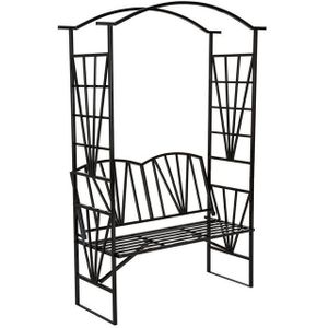 tectake® Rozenboog met Zitbank - Weersbestendig Voor Tuin - Comfortabele Bank