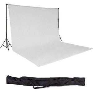 tectake® Fotohintergrund-Set, 6 x 3 m, mit 2 Teleskopständern aus Aluminium, inklusive Tragetasche