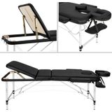 Mobiele Aluminium Massagetafel 3 Zones - Zwart - behandeltafel - behandelbank – incl. opbergtas – opvouwbaar