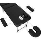 Mobiele Aluminium Massagetafel 3 Zones -  Zwart