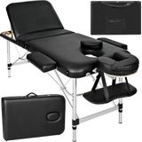 Mobiele Aluminium Massagetafel 3 Zones - Zwart - behandeltafel - behandelbank – incl. opbergtas – opvouwbaar
