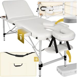 tectake® - Mobiele aluminium massagetafel 3 zones wit + draagtas - behandeltafel - 401046