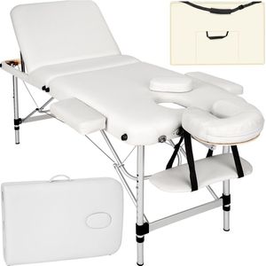 tectake® - Mobiele aluminium massagetafel 3 zones wit + draagtas - behandeltafel - 401046