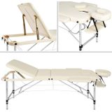 tectake® - Mobiele aluminium massagetafel 3 zones beige + draagtas - behandeltafel - 401047