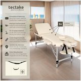 tectake® - Mobiele aluminium massagetafel 3 zones beige + draagtas - behandeltafel - 401047