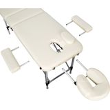 tectake® - Mobiele aluminium massagetafel 3 zones beige + draagtas - behandeltafel - 401047