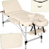 tectake® - Mobiele aluminium massagetafel 3 zones beige + draagtas - behandeltafel - 401047