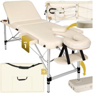 tectake® - Mobiele aluminium massagetafel 3 zones beige + draagtas - behandeltafel - 401047