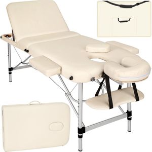 tectake® - Mobiele aluminium massagetafel 3 zones beige + draagtas - behandeltafel - 401047