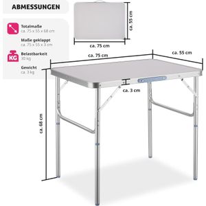 tectake® - Campingtafel - Opvouwbaar - Grijs - Aluminium