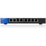Linksys LGS108P - Netwerk Switch - Unmanaged - PoE Switch - 1000 Mbps - 8-Poorten