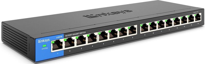Linksys LGS116 Unmanaged L2 Gigabit Ethernet (10/100/1000) Zwart