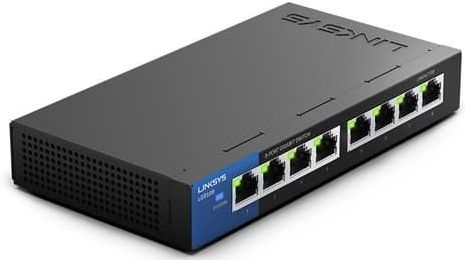 Linksys LGS108 Unmanaged L2 Gigabit Ethernet (10/100/1000) Zwart, Blauw