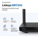 Linksys MR7350 - Router - Mesh WiFi - Geschikt voor WiFi 6 - 1800 Mbps - Zwart