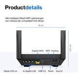 Linksys MR7350 - Router - Mesh WiFi - Geschikt voor WiFi 6 - 1800 Mbps - Zwart