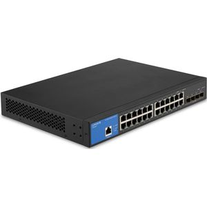 Linksys LGS328C - Network Switch - Gigabit - Managed - 24 Poorten - 4 SFP+ Poorten - Zwart