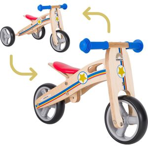 Bikestar - Mini Loopfiets 2 in 1 - Blauw - Hout - 7 Inch