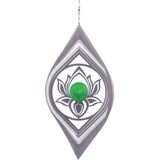 BlinQ Art Windspinner Lotus Bloem RVS - 251x177mm - Glaskogel 35mm groen