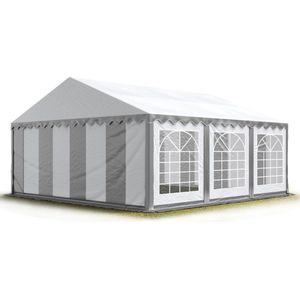 Partytent feesttent 5x6 m tuinpaviljoen -tent PVC 700 N in grijs-wit waterdicht