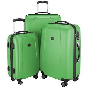 HAUPTSTADTKOFFER - Bruiloft - Bagage Trolley koffer met 4 wielen, Apple Groen, Set