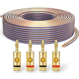 PureLink SP020-010 luidsprekerkabel 2 x 4,0mm² (99,9% OFC, massieve koperstrengen 0,10 mm) hifi boxkabel, 10m, transparant, set incl. 4 banaanstekkers