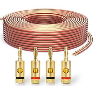 PureLink Luidsprekerkabel OFC 2 x 2,50 mm², (0,20 mm), 15,0 m, transparant, set van 4 banaanstekkers