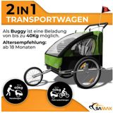 SAMAX Fahrradanhänger 2in1 Jogger - in Grün/Schwarz - Silver Frame
