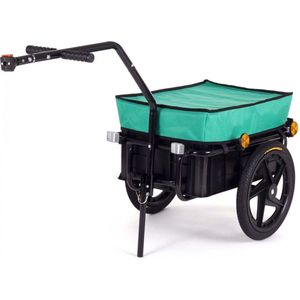 SAMAX Fietsaanhangwagen voor Vervoer Transportaanhanger Fietsaanhanger Bagageaanhanger met kunststof Kuip 60 kg / 70 liter - Groen