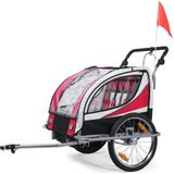 SAMAX 360° drehbarer Fahrradanhänger 2in1 Jogger - in Rot - Silver Frame