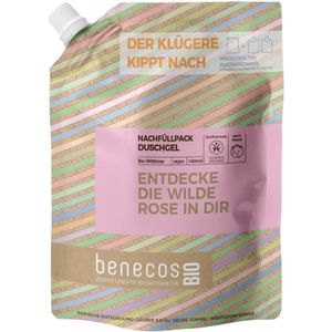 Benecos bio douchegel organic wild rose where the wild roses grow refill-bag  1LT