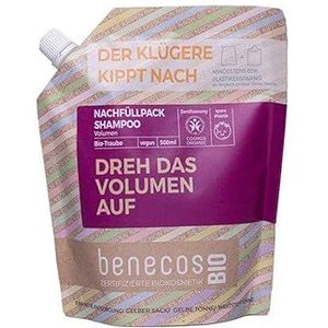 BenecosBIO Navulzak shampoo, volume biologische druif - draai het volume op - veganistisch - gerecycled plastic