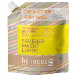 BenecosBIO - navulzak handzeep biologische gember + biologische citroen SAU(B) ER maakt grappig - veganistisch - gerecycled plastic