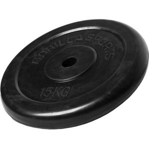 Gorilla Sports Halterschijf - 15 kg - Gietijzer - Rubber - 30 mm