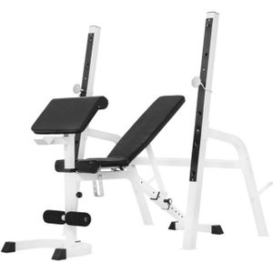 Gorilla Sports Halterbank met Squat Rack - Haltersteunen met 6 standen - Wit