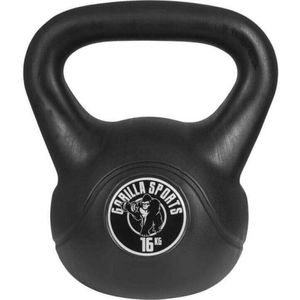 Kettlebell 16 kg zwart kunststof