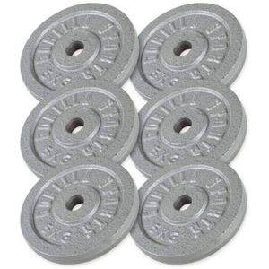 Gorilla Sports Halterschijven Set - Bundel - 30 kg (6 x 5 kg) - Gietijzer - 30 mm