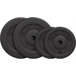 Gorilla Sports Halterschijven 30 kg - Bundel - 2 x 5 & 2 x 10 kg - Kunststof - 30 mm