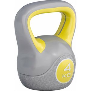 Gorilla Sports Kettlebell Trendy - Kunststof - 4 kg - Grijs - Geel