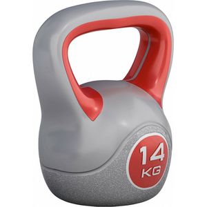 Gorilla Sports Kettlebell Trendy - Kunststof - 14 kg - Grijs - Rood