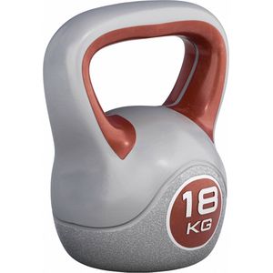 Gorilla Sports Kettlebell Trendy - Kunststof - 18 kg - Grijs - Rood