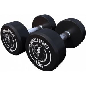 Gorilla Sports Dumbellset - Halterset - 2 x 7,5 kg - Gietijzer (rubber coating) - Met logo