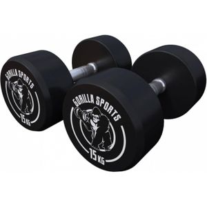 Gorilla Sports Dumbellset - Halterset - 2 x 15 kg - Gietijzer rubber coating