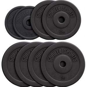 Gorilla Sports Halterschijven Set - Bundel - 27,5 kg - Kunststof - 30 mm