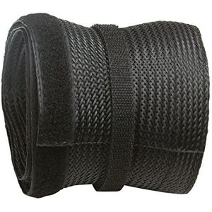 RICOO Kabelafdekking voor tv, kabelgoot, elektrisch, kabelbevestiging, Z9085B-2, kabeldoorvoer, 2 m, klittenbandsluiting, polyester, zwart