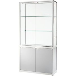 Vitrine met opbergvak, 2 draaideuren, h x b x d = 2000 x 400 x 400 mm