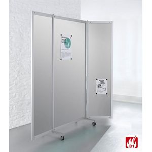 Mobiel kamerscherm, vlamvertragend, aluminium frame, magnetisch bordoppervlak, h x b x d = 1900 x 2000 x 450 mm, zilverkleurig