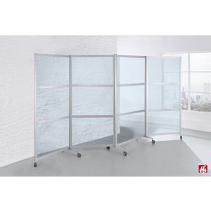 Mobiel kamerscherm, vlamvertragend, aluminium frame met ESG-veiligheidsglas, h x b x d = 1900 x 3700 x 450 mm, helder
