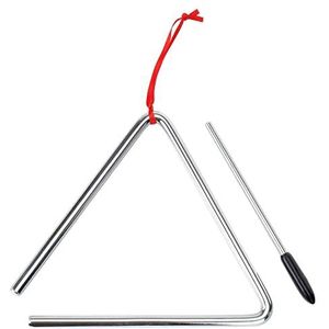 XDrum Driehoek met stok, kinderdriehoek en muzikale vorming, slaginstrument met 15 cm (6 inch) grootte en stok, ritmeinstrument van staal voor kleuterschool